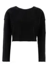 Max Mara Maglione Crespo In Misto Lana Nera Donna