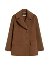 Max Mara Wool Broadcloth Pea Coat In Brown