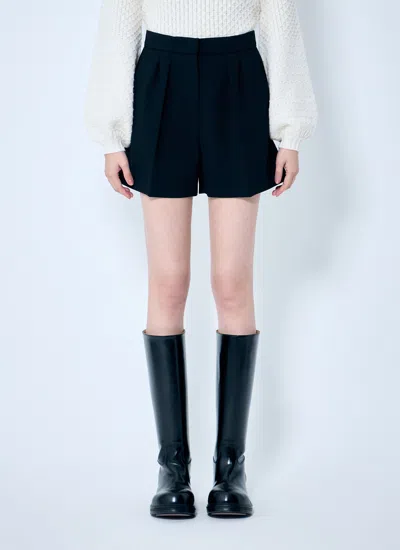 Max Mara Women Wool Canvas Shorts In Black