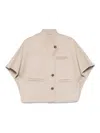 Max Mara Stand Collar Long Cropped Cape In Neutral