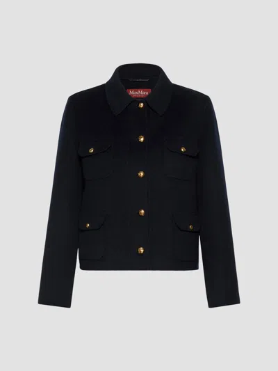 Max Mara Women's Wool Cashmere And Silk Varsity Jacket In Navy