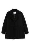 Max Mara Luxe Wool Coat Crystal Embellishment In Black