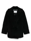 Max Mara Black Teddy Coat In Alpaca And Black Wool In Black