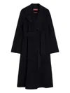 Max Mara Long Virgin Wool Coat With Pointed Collar In Multi