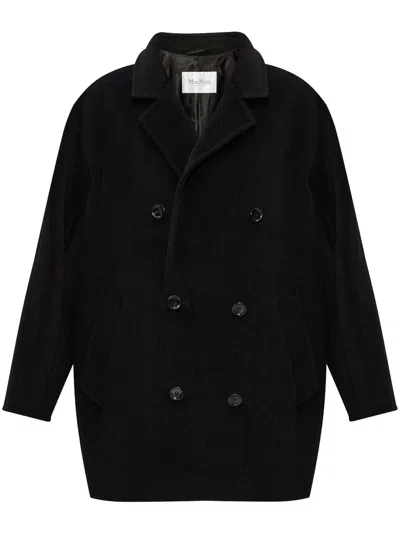 Max Mara Women Wool Double-breasted Coat In Black