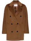 Max Mara Women Wool Double-breasted Coat In Brown