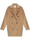 Max Mara Women Wool Double-breasted Coat In Brown