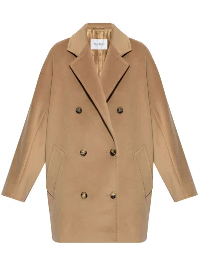 Max Mara Women Wool Double-breasted Coat In Brown