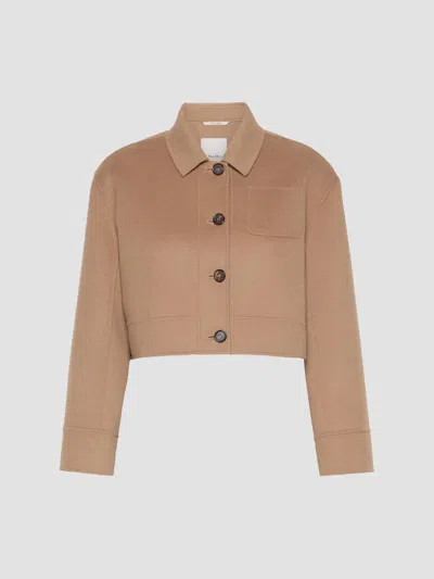 Max Mara Women's Wool Drap Cropped Jacket In Camel
