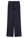 Max Mara Wool Drawstring Trousers In Blue