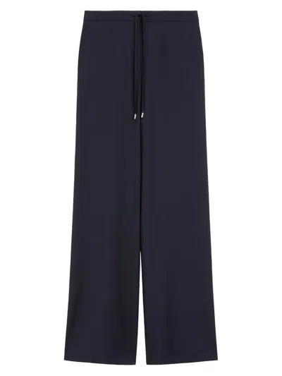 Max Mara Wool And Cashmere-blend Wide-leg Track Pants In Black