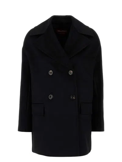 Max Mara Studio Slate Wool Molo Coat In Black