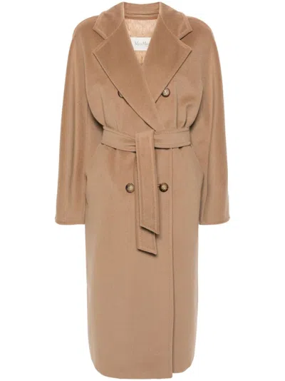 Max Mara Women Wool Long Coat In Brown