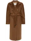 Max Mara Women Wool Long Coat In Brown