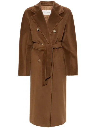 Max Mara Women Wool Long Coat In Brown