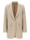 Max Mara Longline Textured Wool Jacket With Rear Vents In Beige