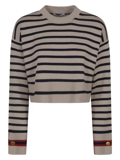 Max Mara Women's Wool Striped Jumper Sweater In Brown