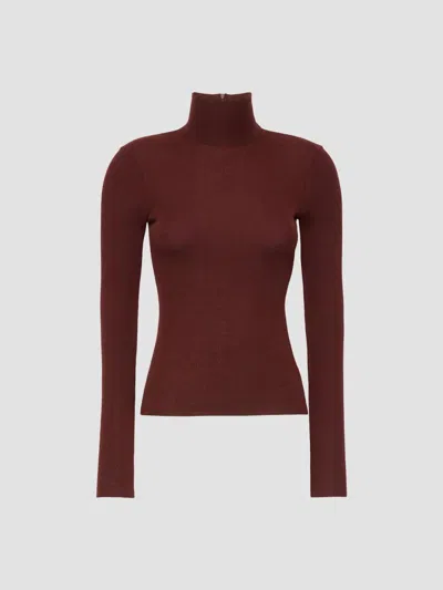 Max Mara Wool Yarn Polo-neck Sweater In Brown