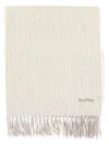 Max Mara Embroidered Hem Fringe Scarf For Women In Beige