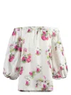 Max Mara Women's Zigrino Printed Blouse Top In White