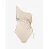 Max Mara Womens Beige Canarie Asymmetric Swimsuit In Neutral