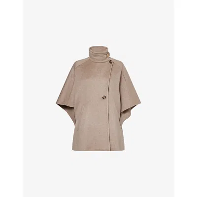 Max Mara Womens Derrik Funnel-neck Cashmere Cape Coat Beige