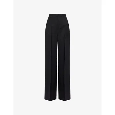 Max Mara Womens Black Fernet Wide-leg Wool Trousers