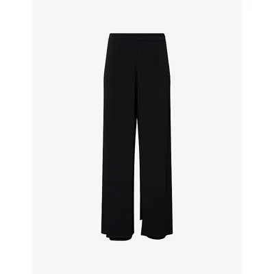 Max Mara Womens Black Gru Side-slit Wide-leg Crepe-jersey Trousers