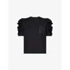 Max Mara Womens Black Mantide Logo-embroidered Stretch-jersey Top