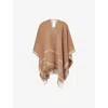 Max Mara Womens Camel Logo-print Fringed Wool Scarf In Brown