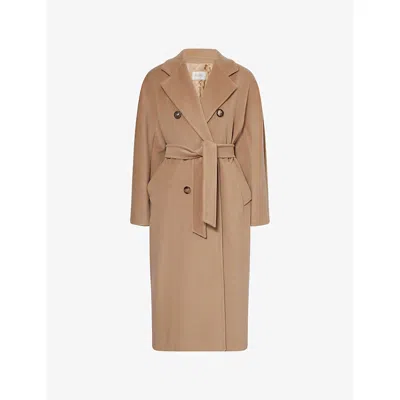 Max Mara Womens Camel Madame Belted Wool And Cashmere Coat In Brown