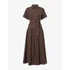 Max Mara Womens Agoraio Short-sleeves Cotton-poplin Maxi Dress Coffee In Brown
