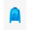 Max Mara Pleated Silk Shirt Buttoned Cuffs In Cornflower Blue