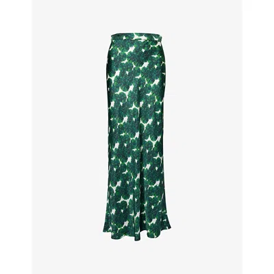Max Mara Womens Emerald Recital Floral-print Silk Maxi Skirt In Green