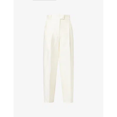 Max Mara Womens  Efedra Pleated Straight-leg High-rise Woven-blend Trousers In Ivory