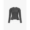 Max Mara Womens White Black Kim Flared Stretch-wool Blend Cardigan In Blue