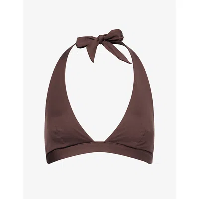 Max Mara Womens Coffee Ariella Halterneck Bikini Top In Brown