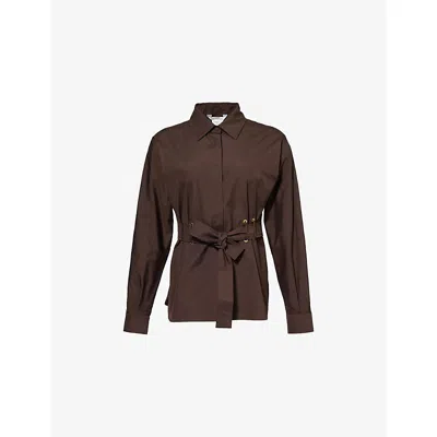 Max Mara Maxmara Women Affari - Linen And Silk Shirt With Belt In Brown