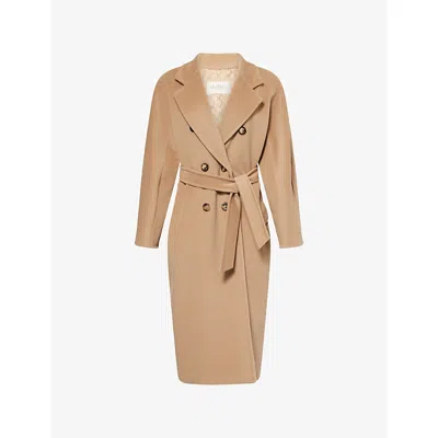 Max Mara Womens Camel Madame Double-breasted Wool And Cashmere-blend Coat In Brown