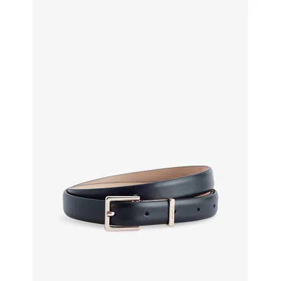 Max Mara Womens  Square-buckle Leather Belt In Black