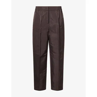 Max Mara Womens  Straight-leg Silk-blend Trousers In Dark Brown