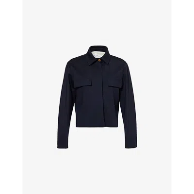 Max Mara Womens  Talamo Cropped Relaxed-fit Stretch-wool Blend Blazer In Ultramarine