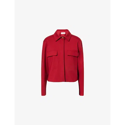 Max Mara Womens Talamo Cropped Relaxed-fit Stretch-wool Blend Blazer Red In Red