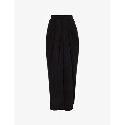 Max Mara Womens Ridente Draped High-waist Crepe Maxi Skirt Black