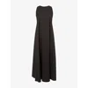 Max Mara Womens Romea Scoop-back Cotton-blend Midi Dress Black