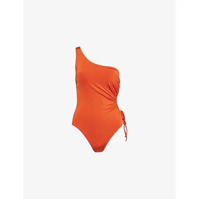 Max Mara Womens Rust Canarie Asymmetric Swimsuit In Brown