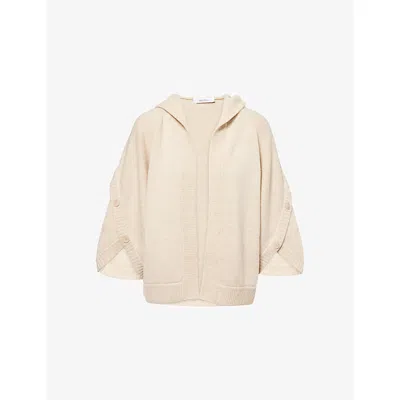 MAX MARA WOMENS SAND VALS HOODED WOOL AND CASHMERE-BLEND CARDIGAN
