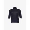 Max Mara Womens Cecina Turtle-neck Fine-knit Wool Top Ultramarine