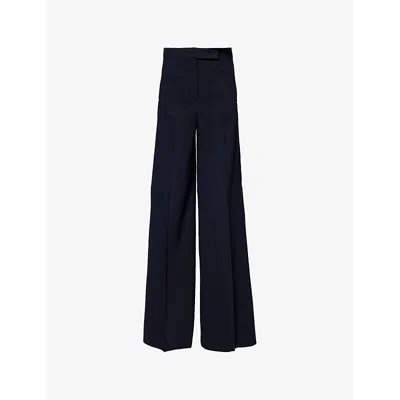 MAX MARA WOMENS ULTRAMARINE OSOL WIDE-LEG RIBBED STRETCH-WOOL TROUSERS