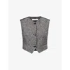 Max Mara Womens White Black Beato V-neck Wool And Silk Waistcoat In Gray